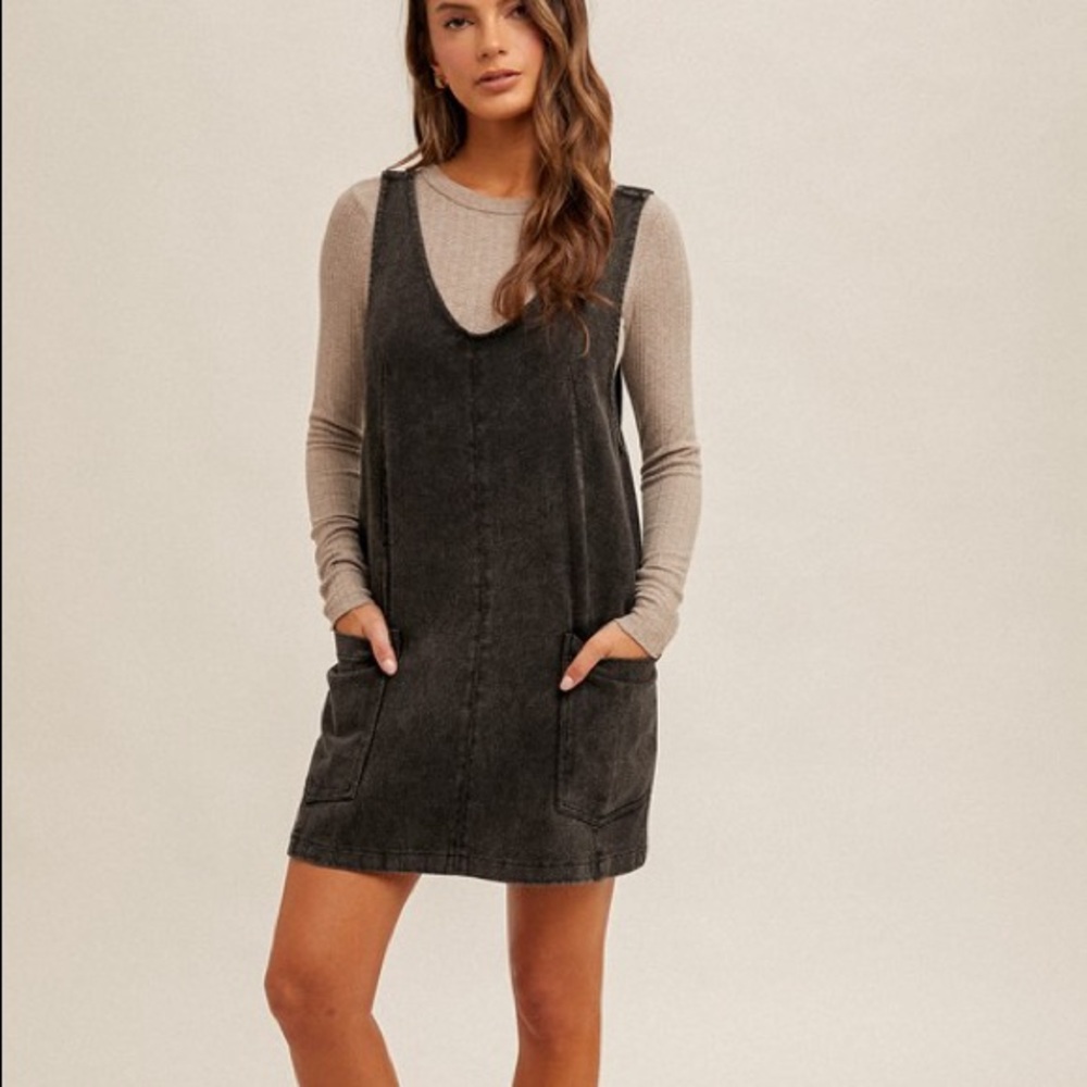 Snow wash twill mini dress